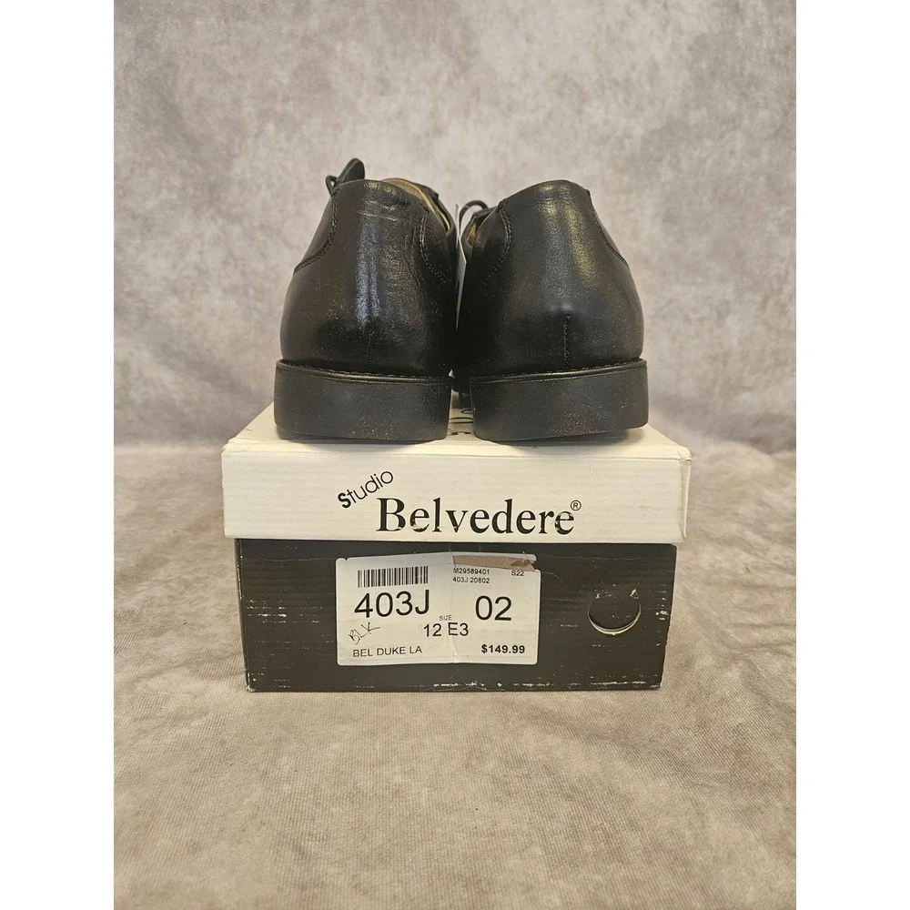 Belvedere Mens Duke Cap Toe Oxfords Leather Black Dress Shoes Size 12 E3 New